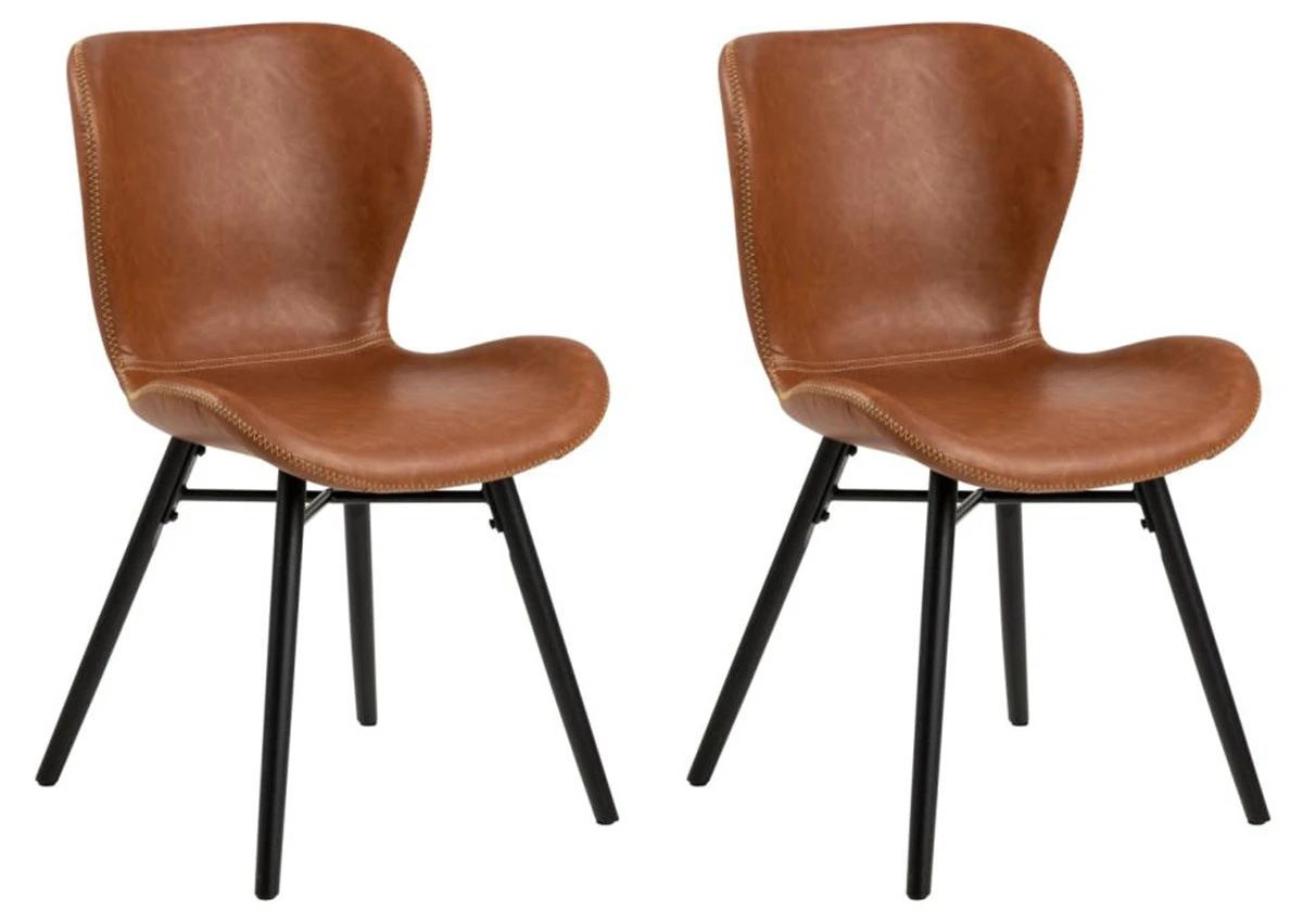 Set Van 2 Stoelen Batilda - Cognac - 4 Poten