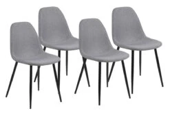 Set Van 4 Stoelen Wilma - Light Grey - Zwarte Poten