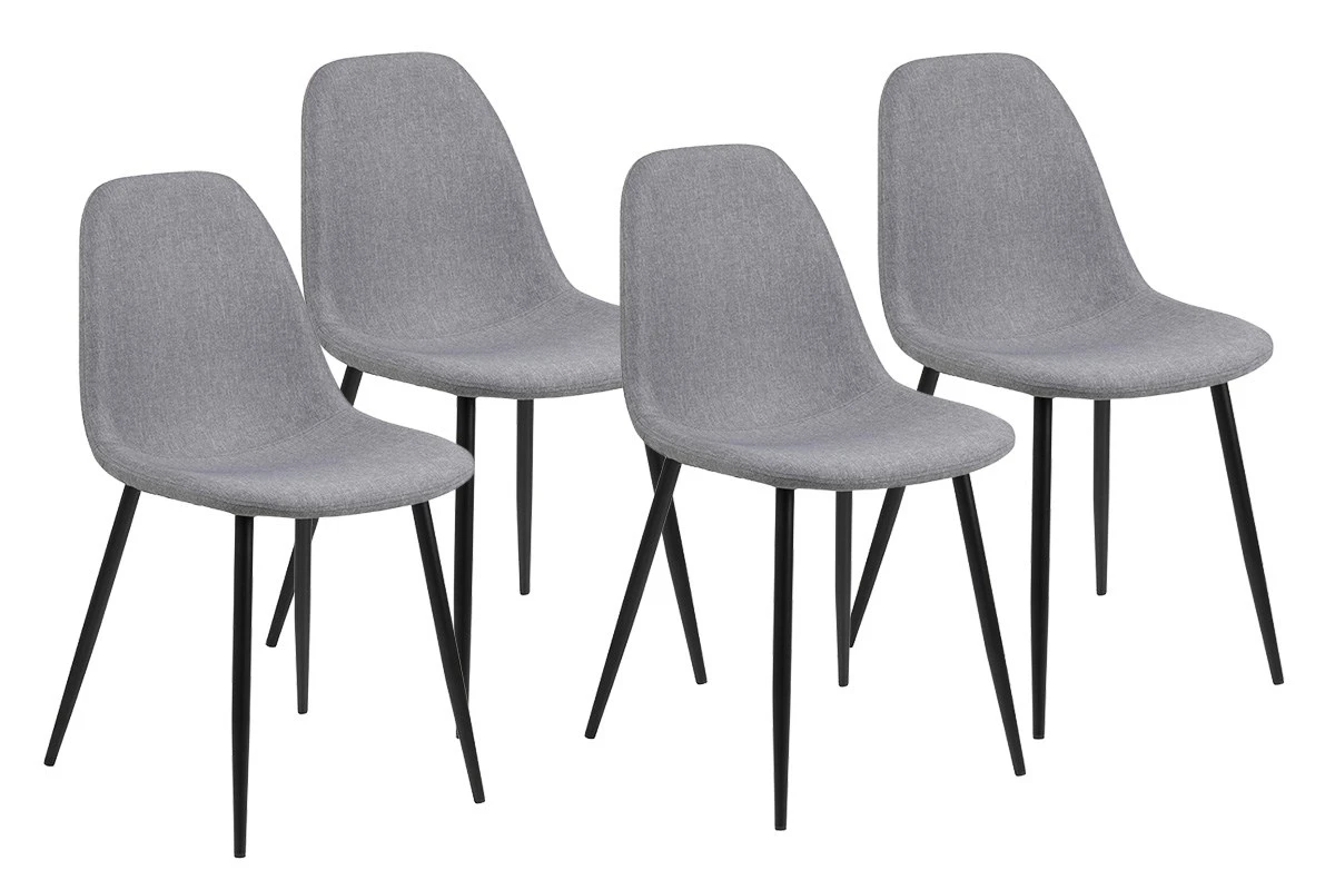 Set Van 4 Stoelen Wilma - Light Grey - Zwarte Poten