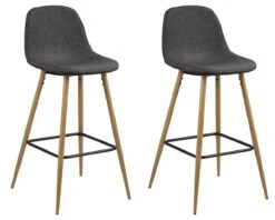 Set Van 2 Hoge Barstoelen Wilma - Grey - Eiken Poten - H101