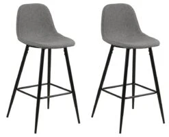 Set Van 2 Hoge Barstoelen Wilma - Light Grey - Zwarte Poten - H101