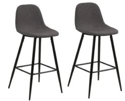 Set Van 2 Lage Barstoelen Wilma - Grey - Zwarte Poten - H91