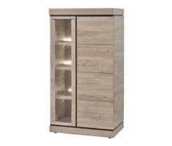 Vitrine Belluno - Met Verlichting - Lichtgrijs - Rechts - 84cm