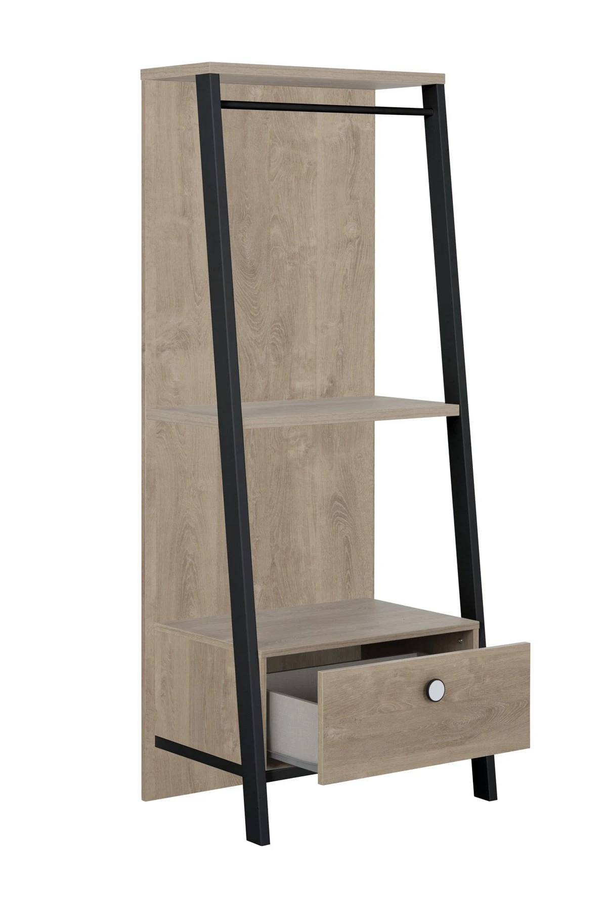 Kledingrek Marcel - Eik + Zwart - Afbeelding 2
