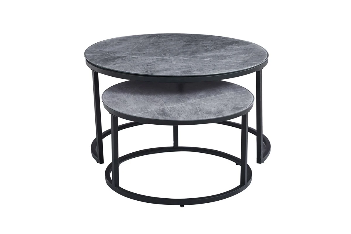 Set Van 2 Salontafels Boston - Steengrijs Glas - Afbeelding 2