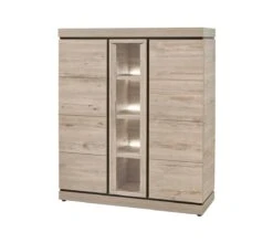 Vitrine Belluno - Met Verlichting - Lichtgrijs - 134cm